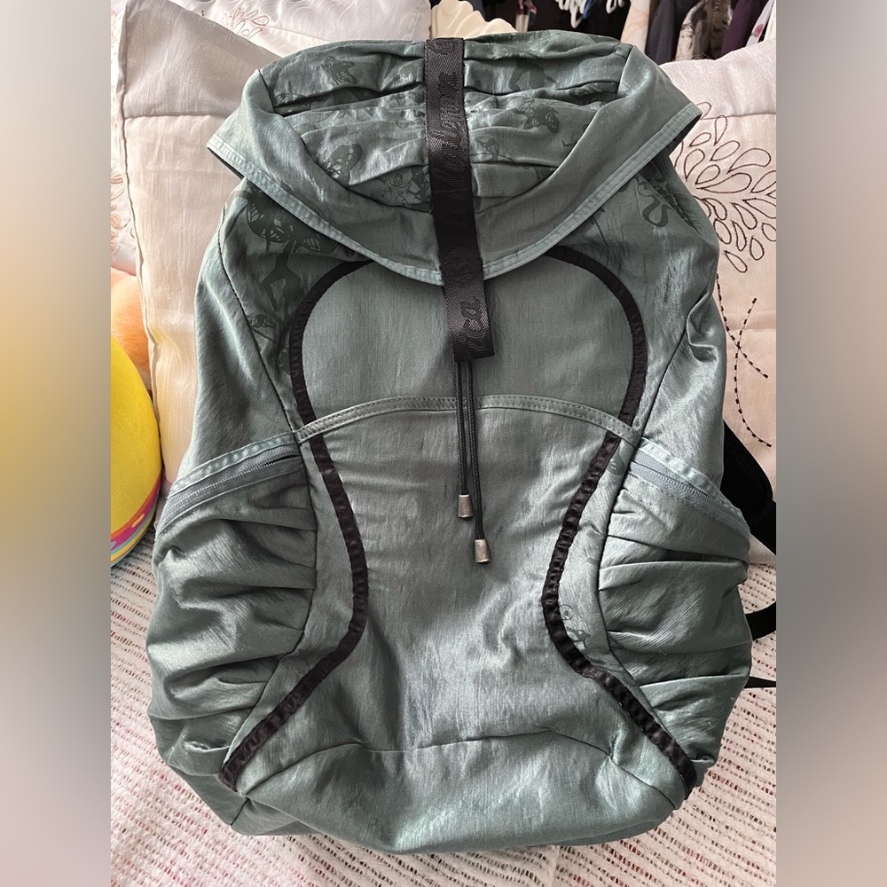 lululemon athletica Sage Green Backpack with Black Trim